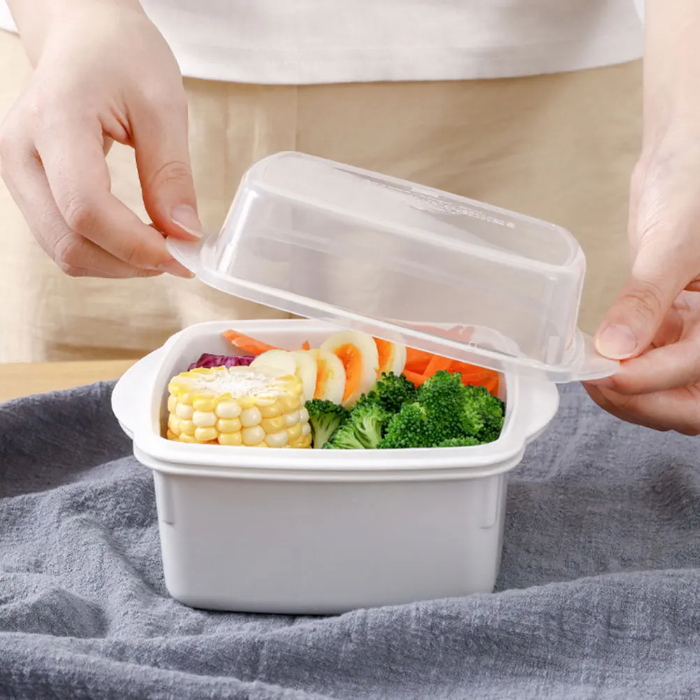 

Double Layer Vegetable Steamer Microwave Oven Plastic Box Healthy Cooking Food Grade Non Deformable Small Size Single Meals