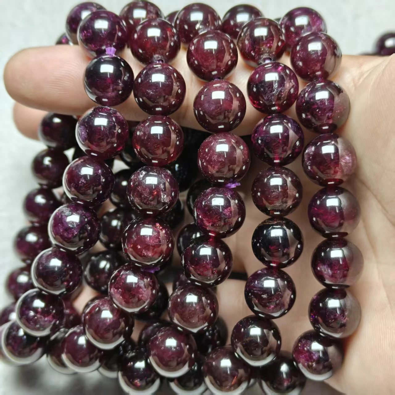 Xingyu Natürliche Brasilianische TOP Lila Zahn-Lila Granat Glatte Runde Perlen für Schmuckherstellung, Design, Armband, Halskette, Geschenk – Detail 5