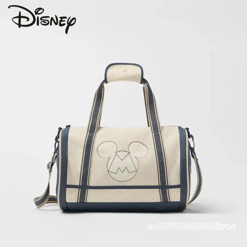 Bolso de viaje para niños de Mickey Mouse de Disney, bolso ligero de lona para niños, bolso de mensajero cilíndrico de gran capacidad para mujer