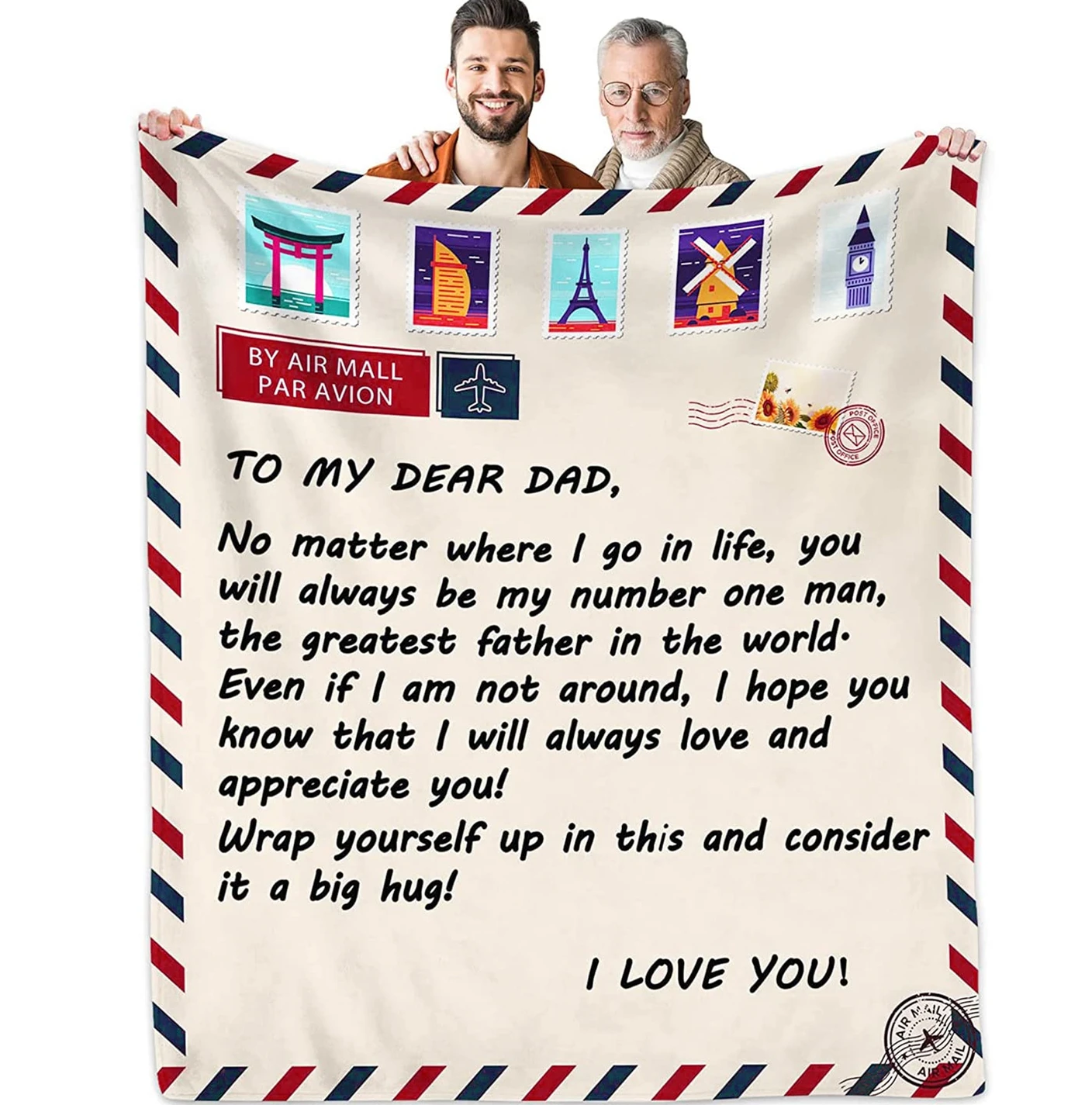 Birthday Gifts Blanket for Dad From Daughter or Son,Thanksgiving Christmas Best Dad Hug Gift for Dad,Father Letter Throw Blanket