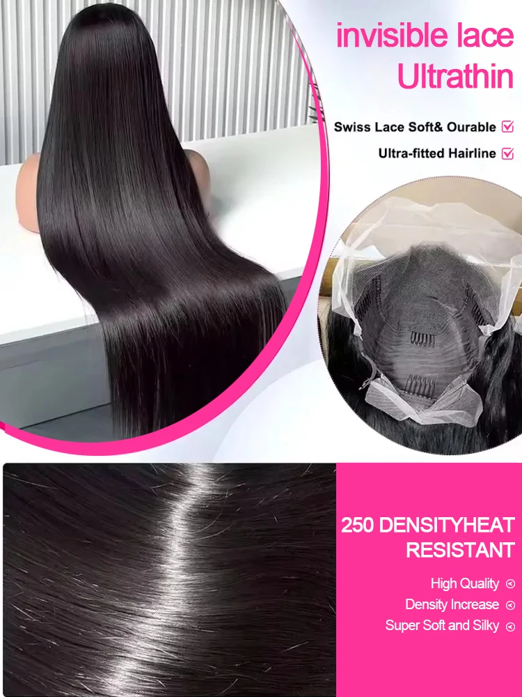 AMYTUD 13x6 HD الدانتيل أمامي خصلات الشعر المستعار الإنسان العظام شعر طبيعي مفرود الباروكات 13x4 مستقيم الدانتيل الجبهة باروكة من شعر طبيعي 36 38 بوصة