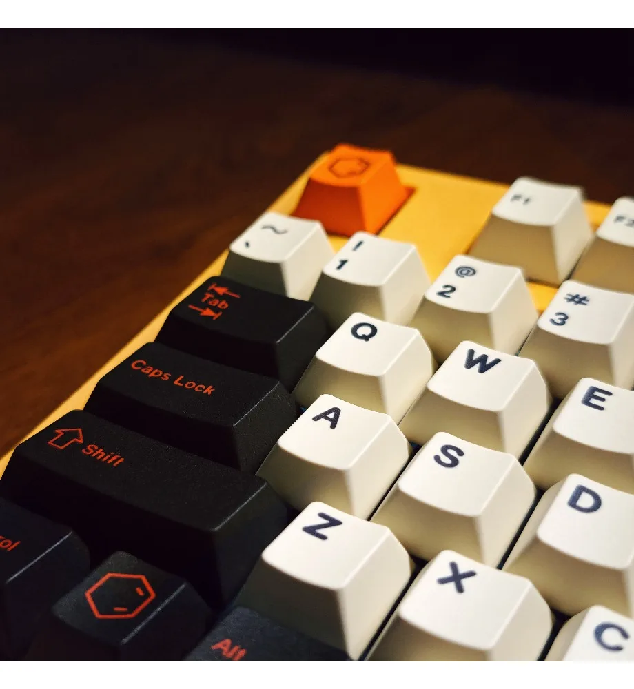 Large carbon theme keycap 187 key full set of black orange and white color scheme PBT hot sublimation mechanical keyboard