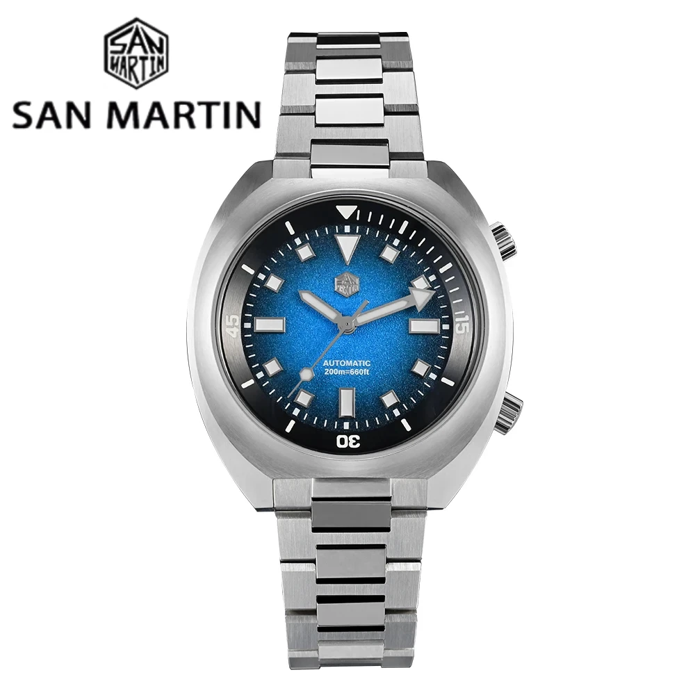 San Martin 2025 Grained Dial 42mm YN55 Automatic Mechanical Men Diver Watch Internal Bidirectional Rotating Bezel 20 Bar SN0066