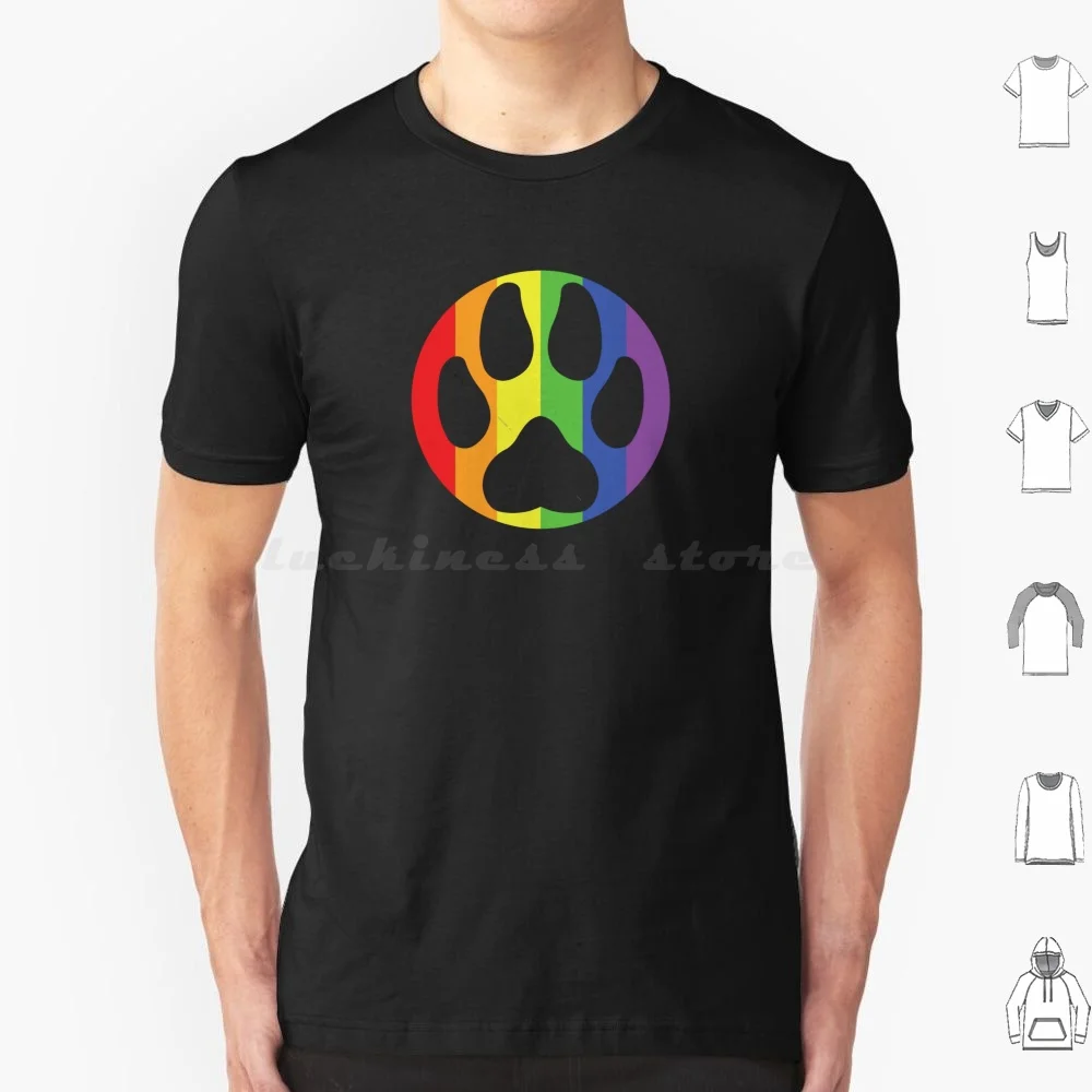 Paw In A Circle-Pride ( Rainbow ) T Shirt Big Size 100% Cotton Furry Fursona Dog Wolf Animals Pets Paw Pawprint Furries Therian