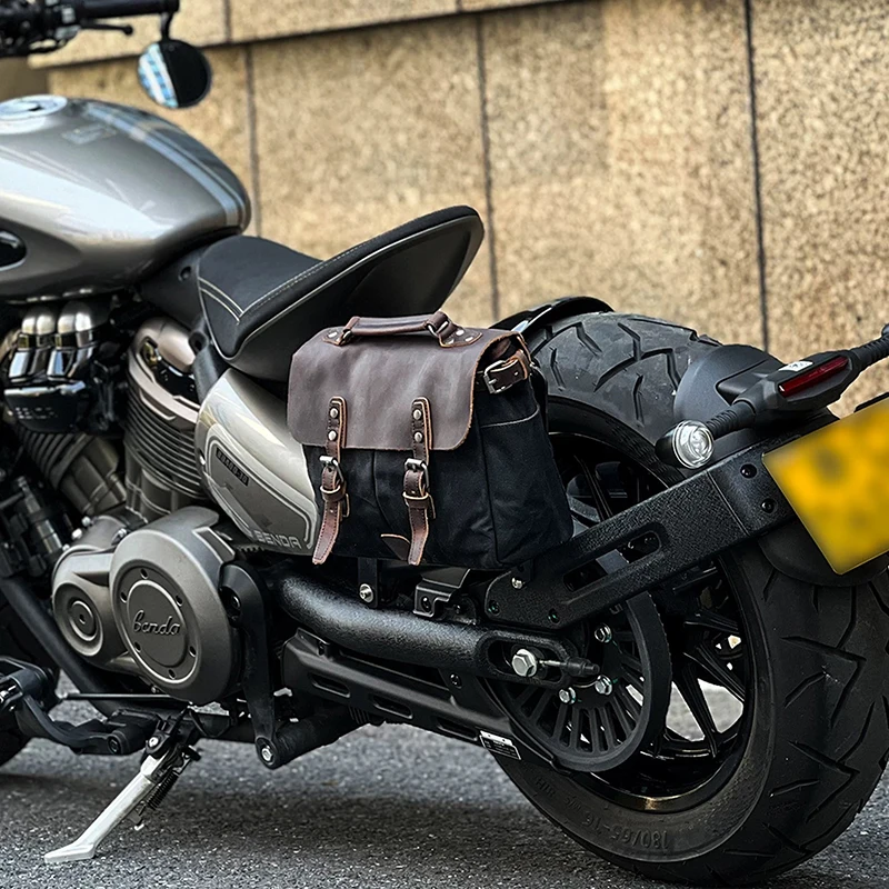 Motorcycle Tail Bag Travel Luggage Side Bags Moto Rack Seat Bag with Shoulder Straps Backpack For BENDA NAPOLEON BOB 500 / 450