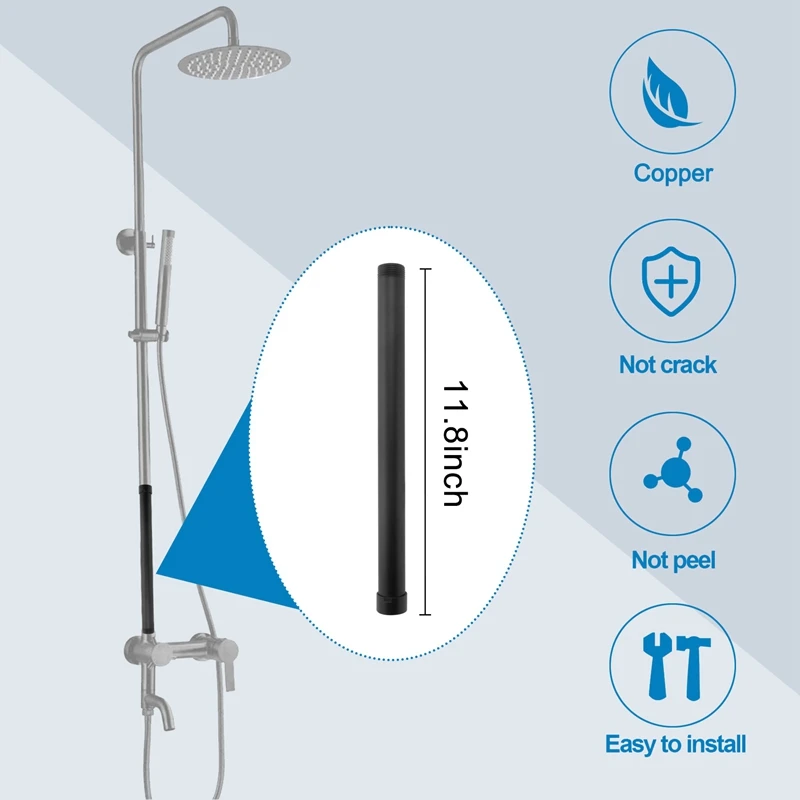 Черная удлинительная труба для душа, длина 30 см, труба для смесителя для душа, латунные душевые трубы для ванны