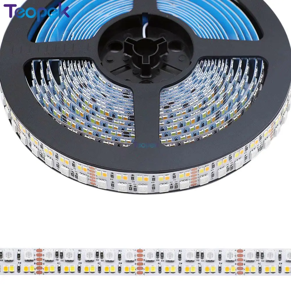 Super brilhante rgb + cct flexível luzes de tira led 270leds/m 5050 rgb + 2835 quente/frio branco fileira dupla fita led dc24v 15mm pcb