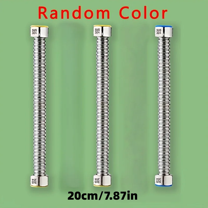 3Pcs 20cm 304 Stainless Steel Flexible Water Inlet Hoses G1/2, for Toilet & Water Heater Connection