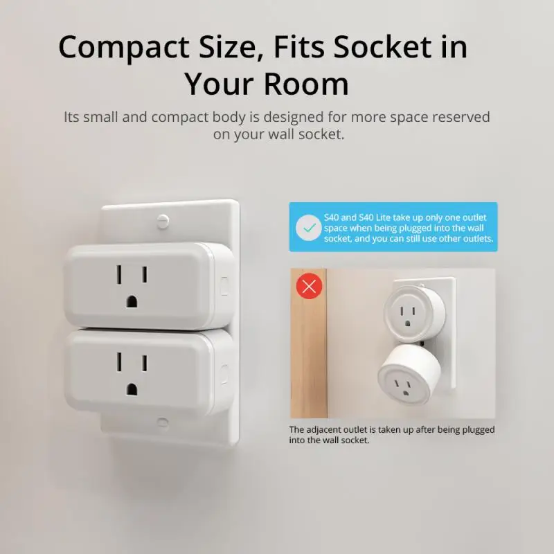 SONOFF S40Lite US/JP Smart Plug 15A WiFi ZigBee MINI Power Socket Outlets Monitor Energy Overload Protection With Alexa Google