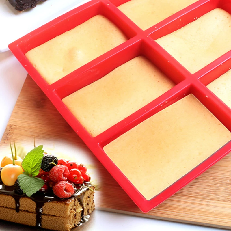 Silicone Baking Mold 9 Cavity Mini Loaf Pan Browine Cake Mold Rectangle Cornbread Muffin Baking Pan French Toast Chocolate Mould