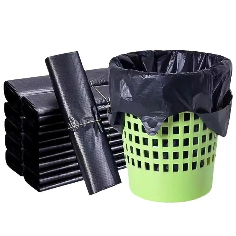 50PCS Thickened Drawstring Trash Bags Leak Proof Tear Resistant Odor Blocking Garbage Bags for Kitchen Family Daily Use