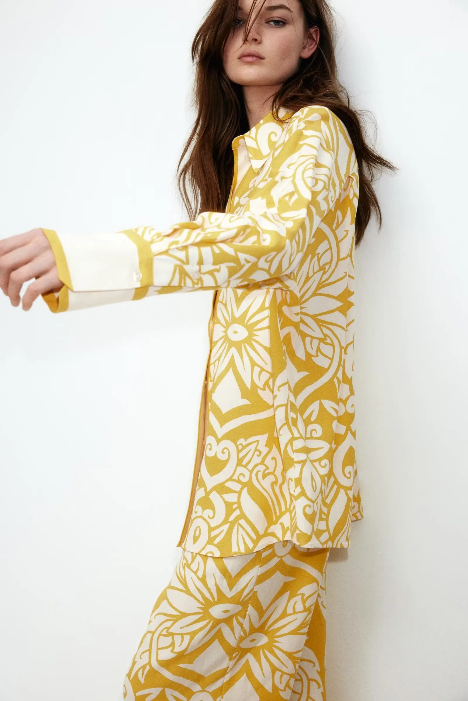 BB6229 25 Spring New Women's Fashion European and American Style Simple Linen Blended Long Sleeve Casual Shirt
