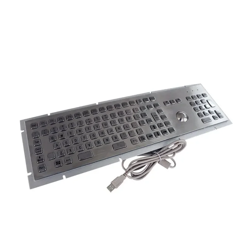 106 Keys Standard Computer Keyboard Industrial Metal Keyboards With Trackball Mouse