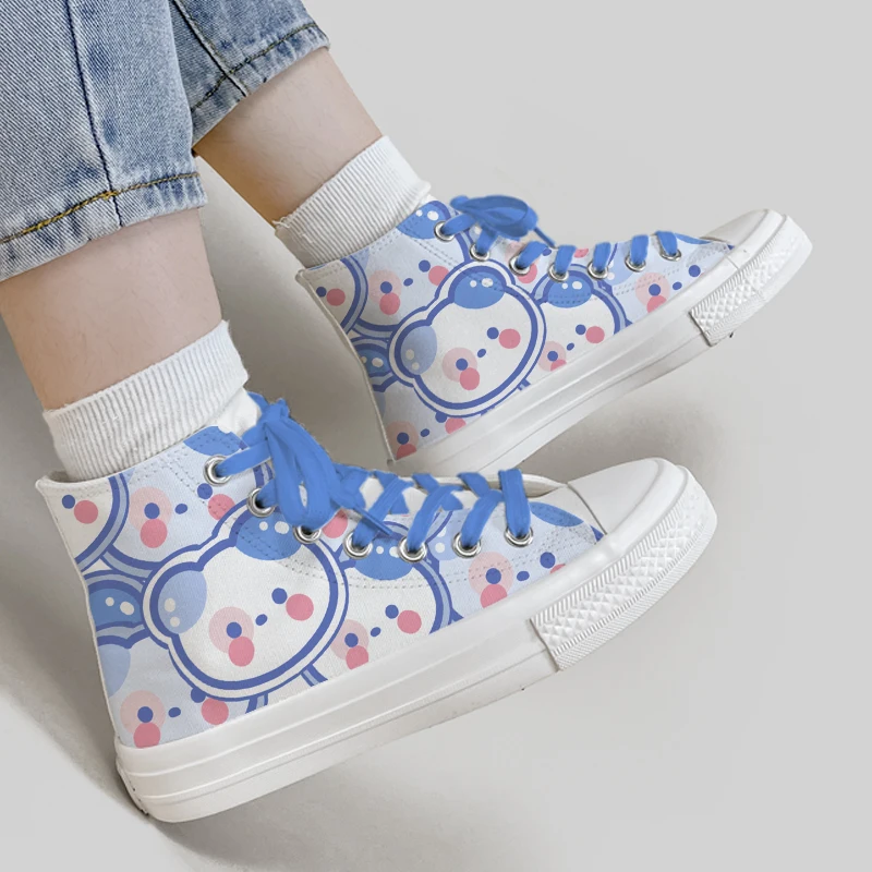 Amy and Michael 2024 New Girls Students Lovely High Top Anime Canvas Shoes Female Tennis Casual Sneakers Woman Vulcanize Shoes