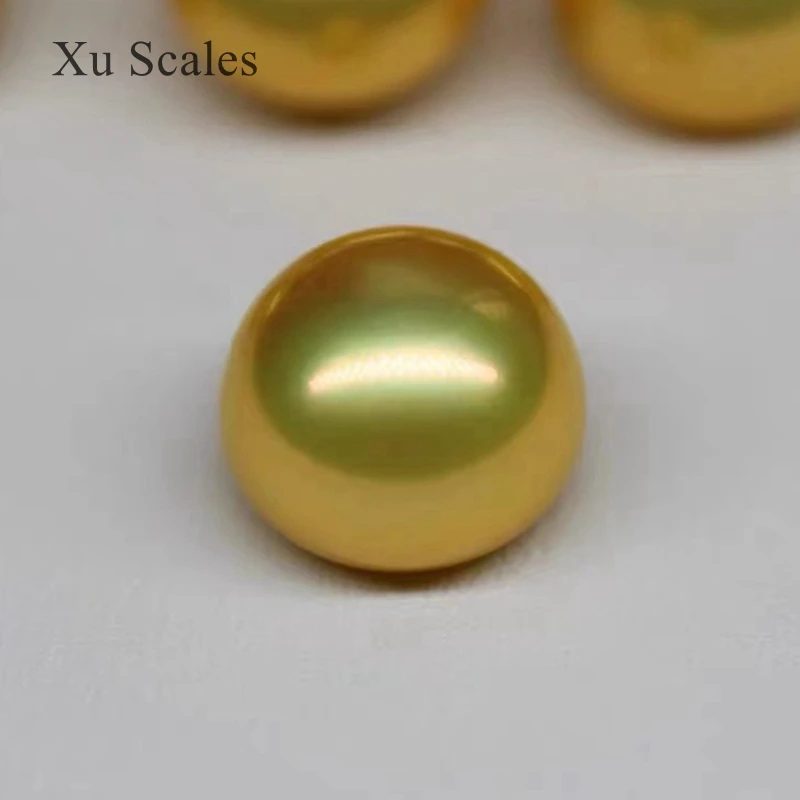 DIY Anting-Anting Cincin Mutiara Emas Optimasi Air Tawar Alami Setengah Lubang Partikel Manik Telanjang Longgar Bulat Datar Jenis Roti Kukus