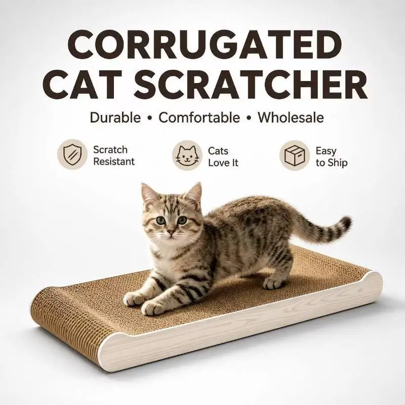 Ergonomic Wave Shaped Cardboard Cat Scratcher Durable Indoor Sleeping Bed Rest Pad For Cats