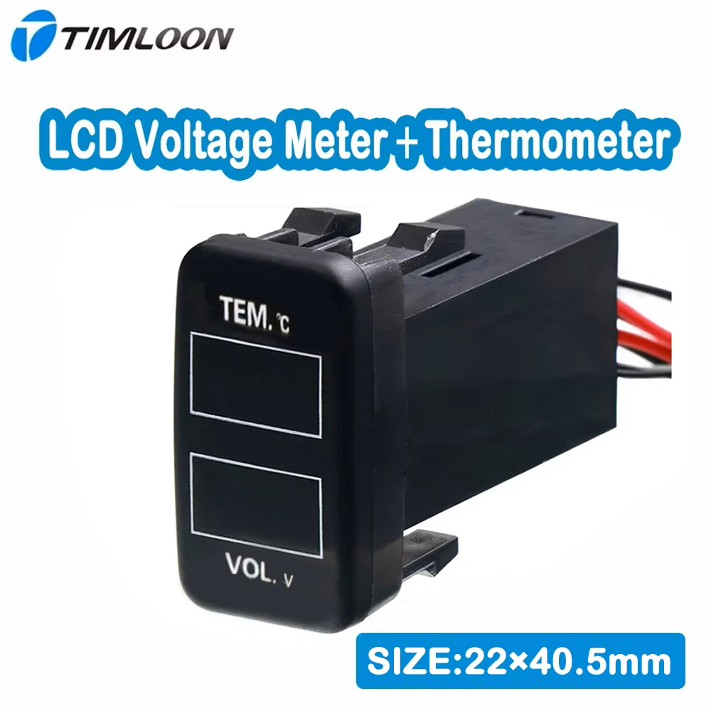 Car Voltmeter, Interior/Exterior Temperature Display, Battery Monitor For TOYOTA Hilux VIGO, Coaster, Corolla ex, Yaris, Reiz