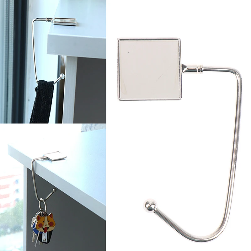 1Pc Square Metal Hanger Hook Holder Folding Bag Handbag Hook Portable Table Hook