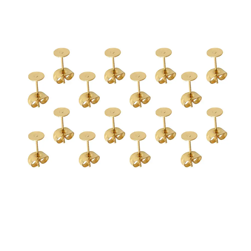 25Pair Stainless Steel Earring Plugs Corrosion Resistant Earrings Accessories Flat Pad Back Stopper for Craft Jewelry Making