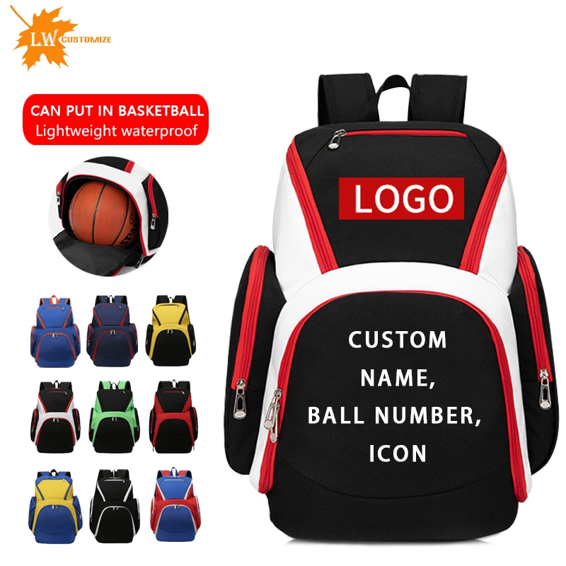 Ransel Bola Basket Personal Tas Olahraga Gym Pria Tas Sepakbola Remaja Ransel Kapasitas Besar Pola Logo Cetakan Khusus