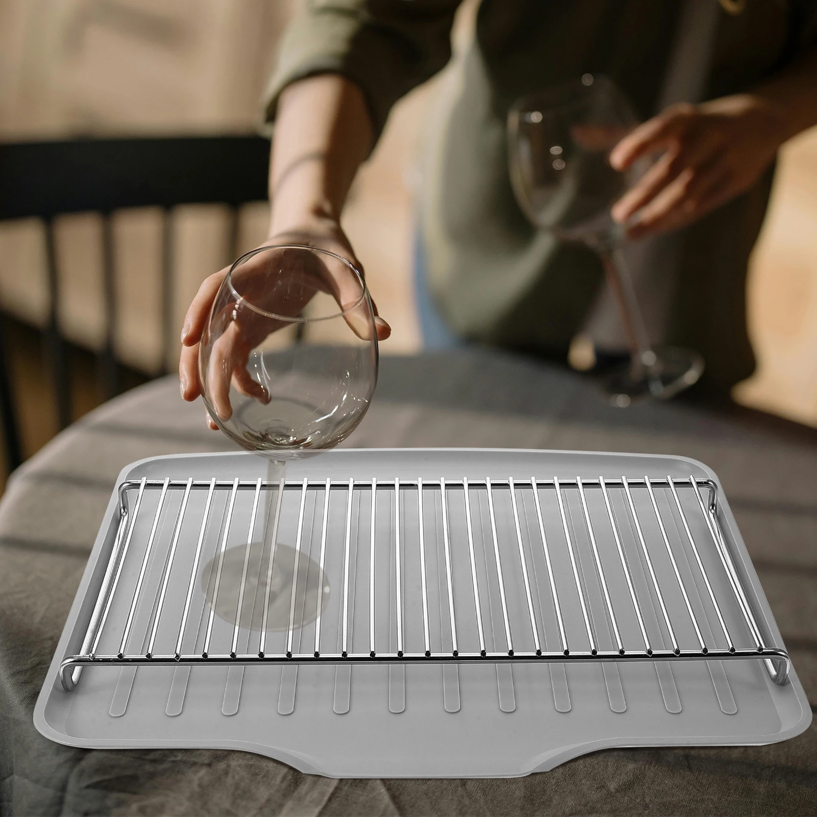 

Stainless Steel Dish Rack Drying Drain Board for Kitchen Counter Tray Sink ganizer Multi Use Space Saving