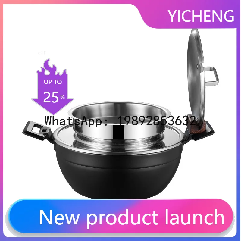 Buffet soup stove, warm soup pot, 5l soup pot, heat preservation pot, heated 304 stainless steel hotel restaurant plug-in cover
