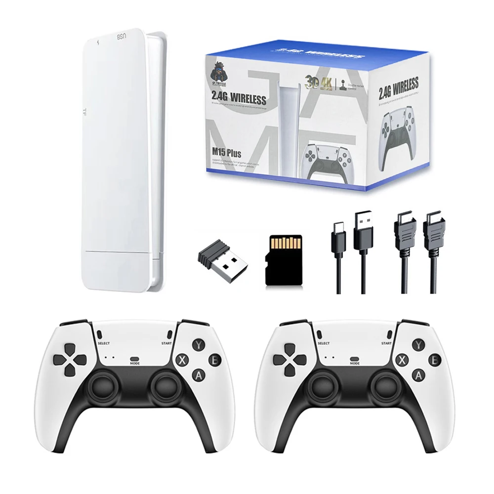 M15 jeu rétro 64G 20000 + jeux rétro Console de jeu vidéo portable bâton de jeu sans fil manettes 4K 20 + simulateurs