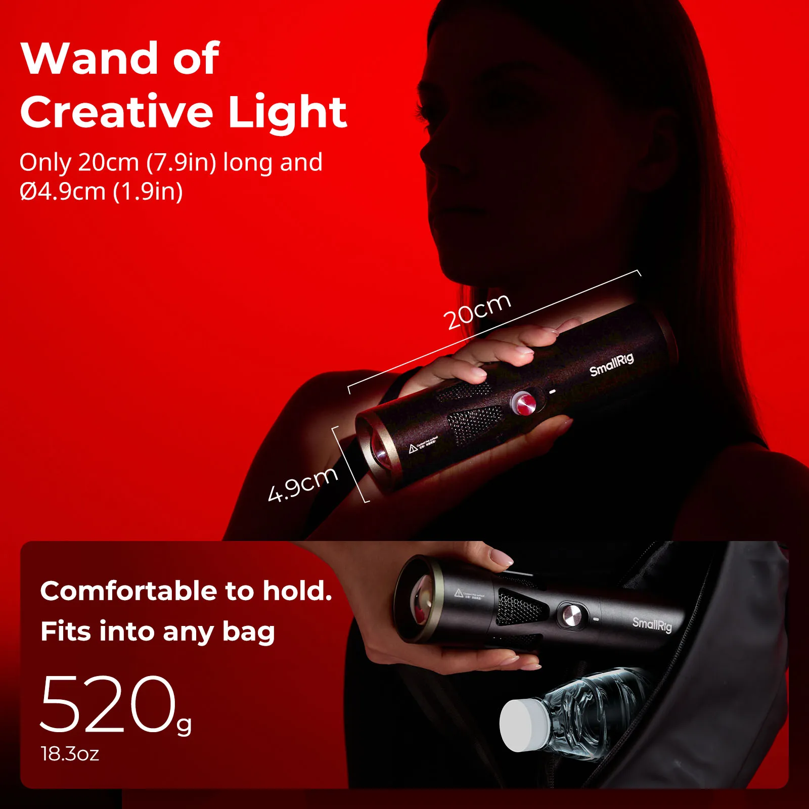 스몰리그 RF 20C RGB 휴대용 LED 사진 조명 20W 디밍 가능 5가지 색상 및 20가지 패턴 조명 필터 10000mAh 비디오용
