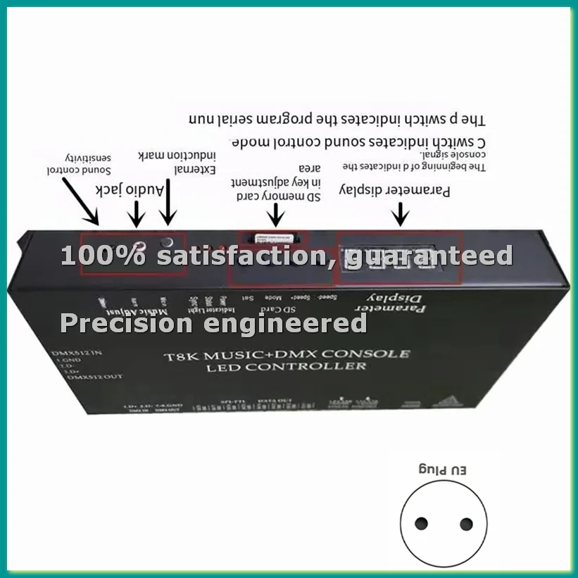 

Контроллер для светодиодных лент WS2811 WS2815 SPI-TTL T8K Music+ Console, 8 каналов, с микрофонным входом (EU)-BCBW