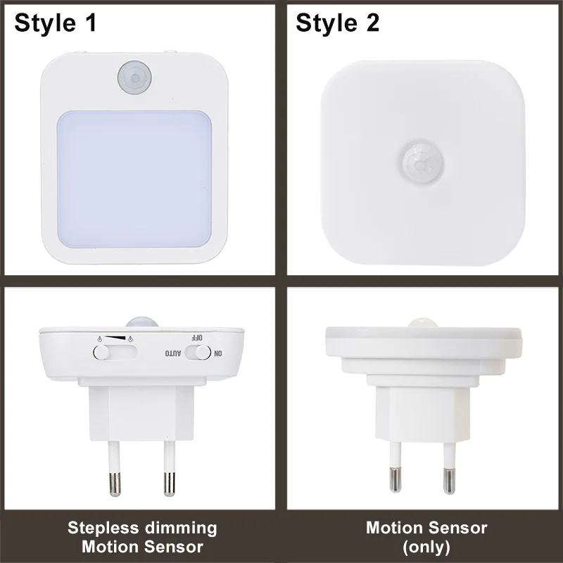 Motion Sensor LED Night Lights EU Plug Dimmable Cabinet Light For Baby Bedside Bedroom Corridor Wireless Night Lamp Lighting