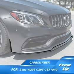 Real Carbon Fiber Car Front Bumper Lip for Mercedes Benz C Class W205 C205 C63 AMG Coupe 2015-2018 Front Lower Chin Spoiler 3pcs