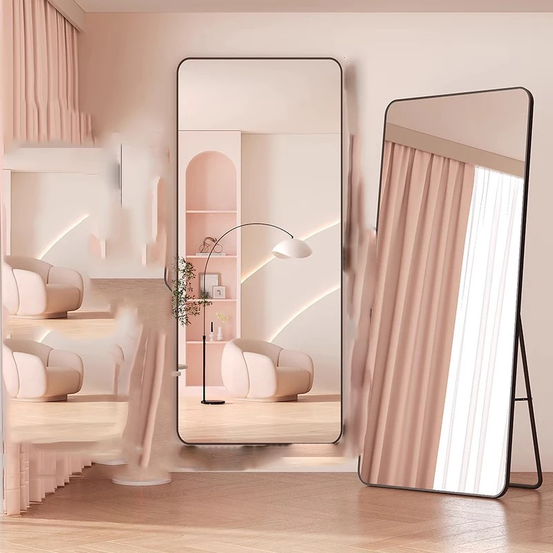 Full Body Floor Mirror Makeup Big Standing Big Twisted Wonderland Curved Mirror Girls Square Espelhos Living Room Decorations