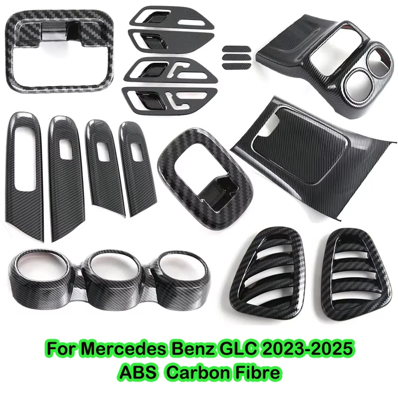 For Mercedes Benz GLC 2023-2025 Carbon Fiber Interior Decoration Sticker With Air Outlet And Rear Air Outlet Glass Lifting Panel