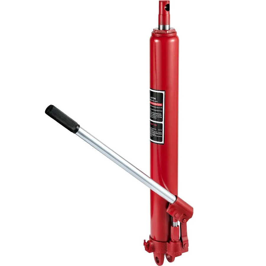 

Hydraulic Long Ram Jack 8 Tons/17363 lbs Capacity Red Single Piston Pump Clevis Base Manual Cherry Picker with Handle for Garag