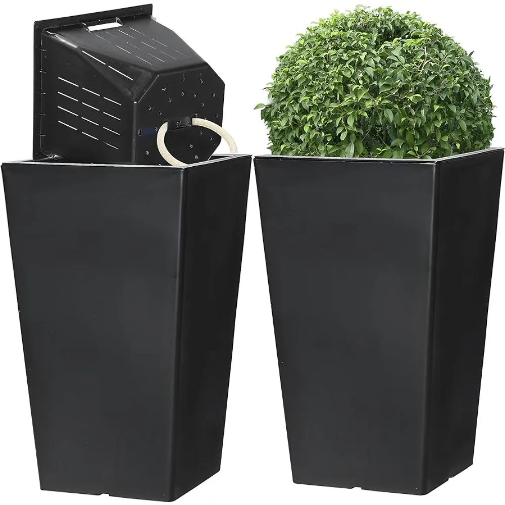 Set of 2 Tall Planter for Outside + Baskets (Self Watering) (20