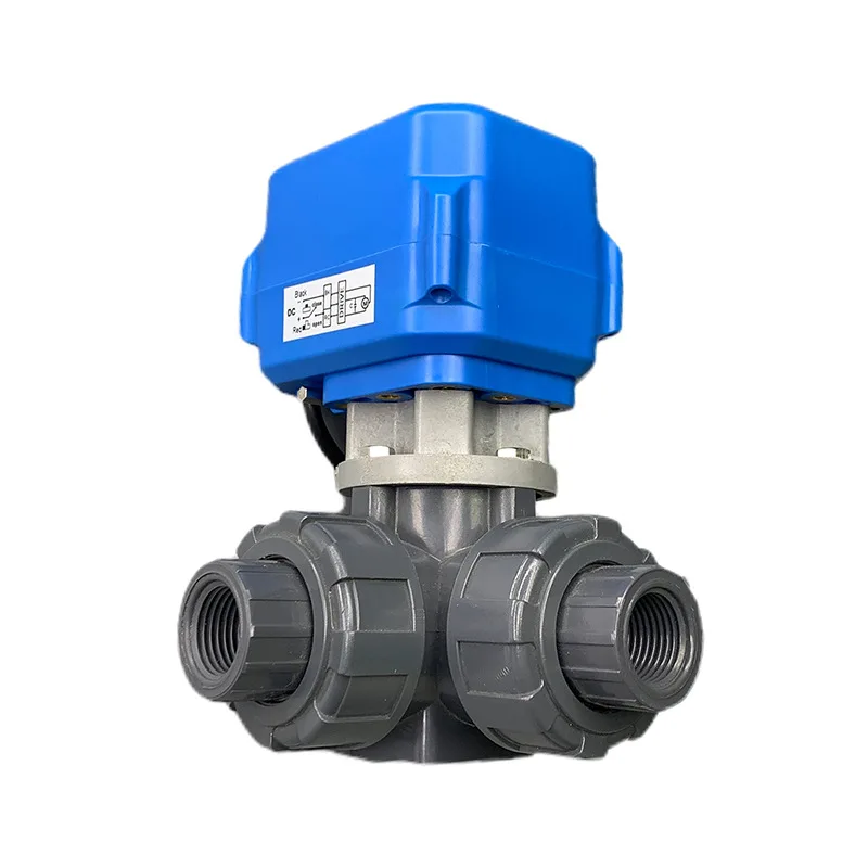 Miniature Mini Electric PVC Ball Valve 10Nm AC220V Metal Gear Quick Opening Power-off Reset