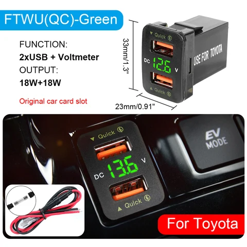 Зарядное устройство QC 3,0 USB для Toyota Corolla Yaris RAV4