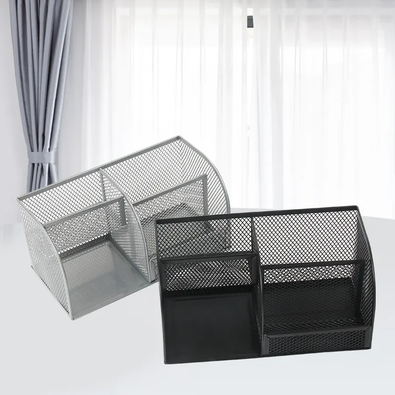 Desk Organizer Pencil Pen Holder Metal Hollow Mesh Wire Organizador De Escritorio Lapices Office Desk Accessories No Rust