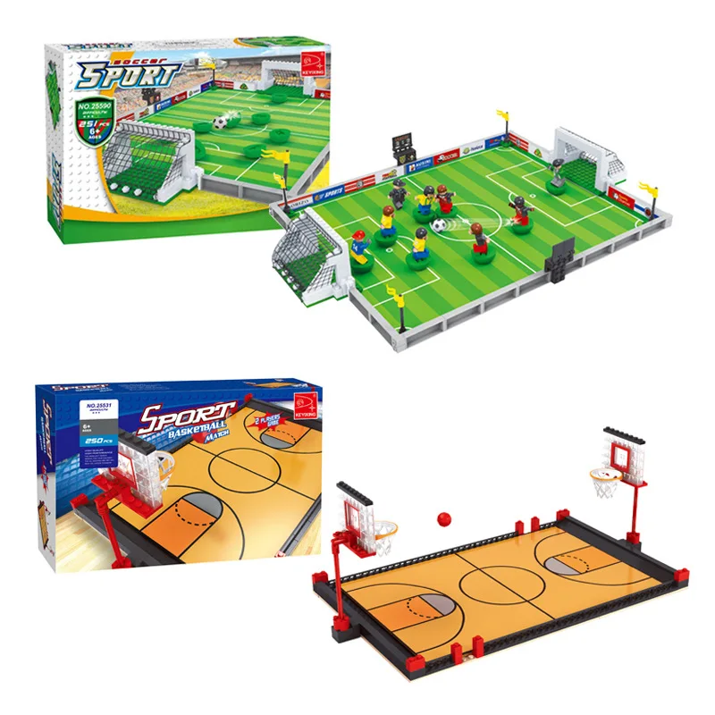 Football Field DIY Table Games World Cup Sports Theme Multiplayer Party Board Games Blocks Assembly Set Toys for Kids Adult