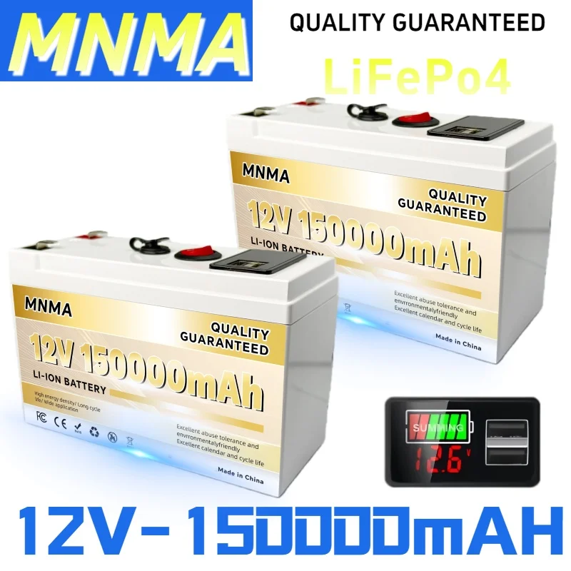 

12V 150Ah 18650 Lithium Iron Phosphate Long Cycle Life Power Wheel Trolling Motor Built-in 100A BMS Low Temp Protection +Charger