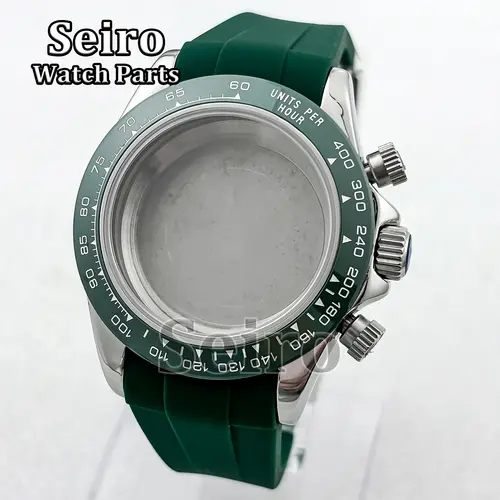 39MM Sapphire Glass Watch Case Rubber Strap Rose gold Silver Watch Accessories Parts for Daytona VK63 Movement Men 29.5MM Dial - Image 3