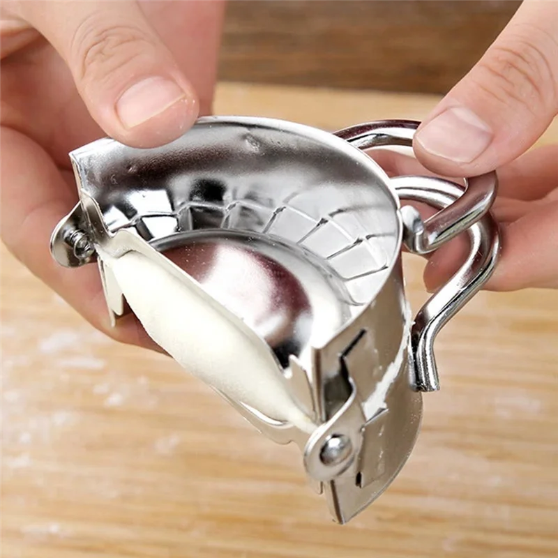AT19-Jumpling Maker Acero inoxidable Empanadas Ravioli Gyoza molde 2 uds utensilios de cocina de Metal