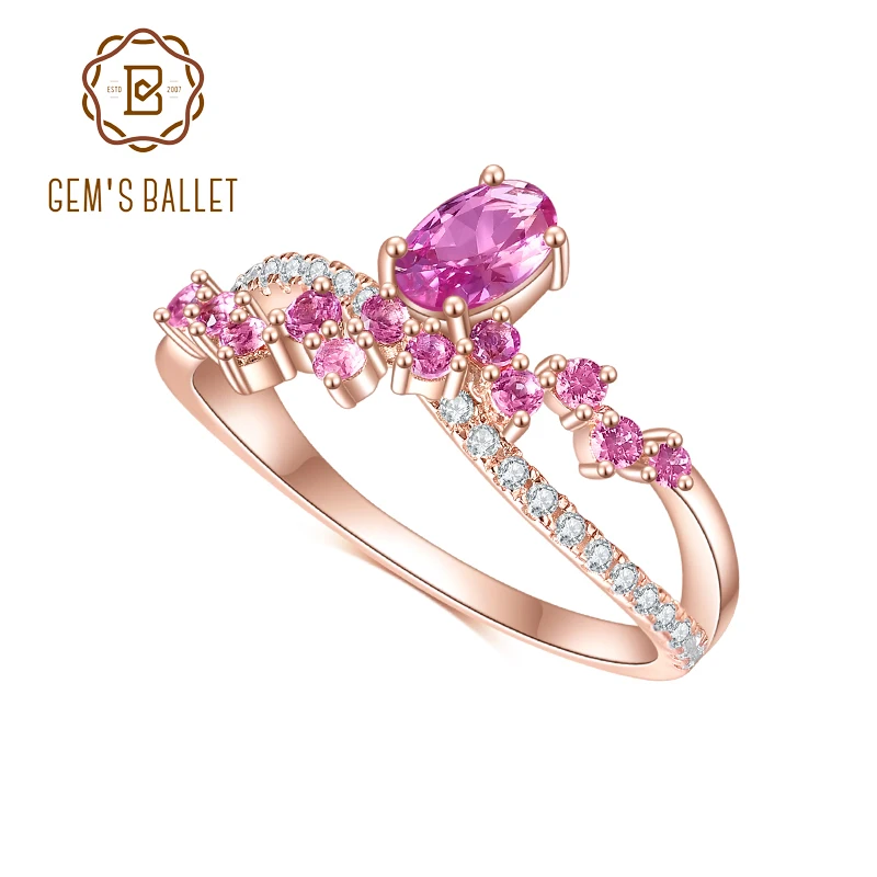 

GEM'S BALLET lab Pink Sapphire Vintage Engagement Ring 925 Sterling Silver Healing Gemstone Promise Ring For Women Gift For Her