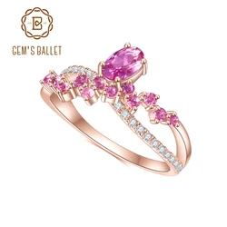 GEM'S BALLET lab Pink Sapphire Vintage Engagement Ring 925 Sterling Silver Healing Gemstone Promise Ring For Women Gift For Her
