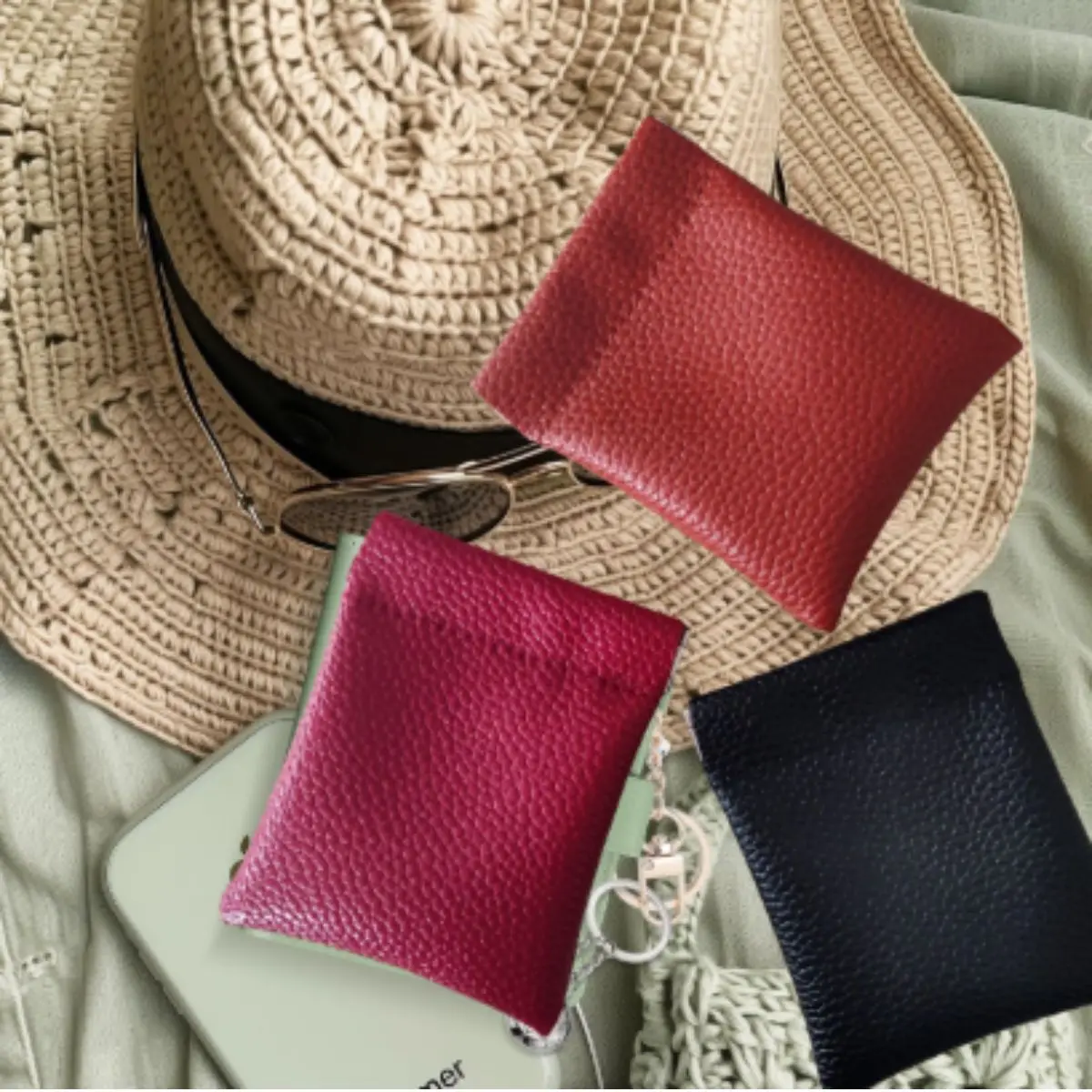 PU Leather Mini Squeeze Coin Purse Small Keychain Wallet Earbud Case Cable Organizer Pouch Small Cash Holder Change Pouch for Me