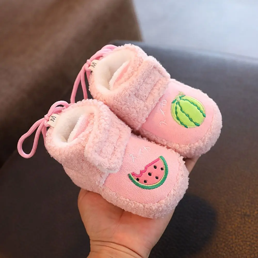 Wear Resistant Fleece Toddler Snow Boots Warm Soft Sole Infant First Walking Shoes Anti Slip Anti-Drop Cotton Shoes Winter