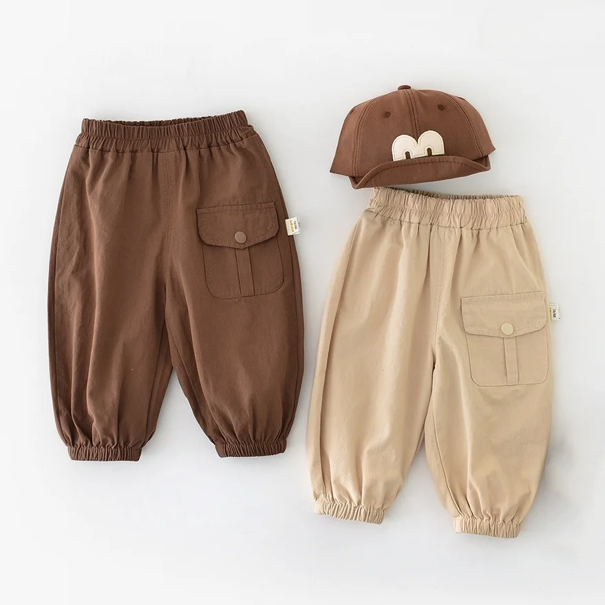 

New Arrivals Autumn Kids Baby Cargo Pants Korean Style Mid Waist Cool Boys Cotton Trousers Trendy Children School Pants Clothing