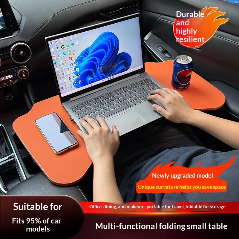 Portable Foldable Auto Desk Scratch Resistant Leather Car Table For Laptop Food Holder Road Trip Accessory - view 3