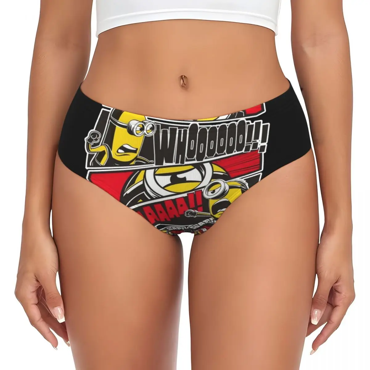 カスタムM-ミニオンズ スラップ漫画ブリーフパンティー レディース快適ストレッチ下着