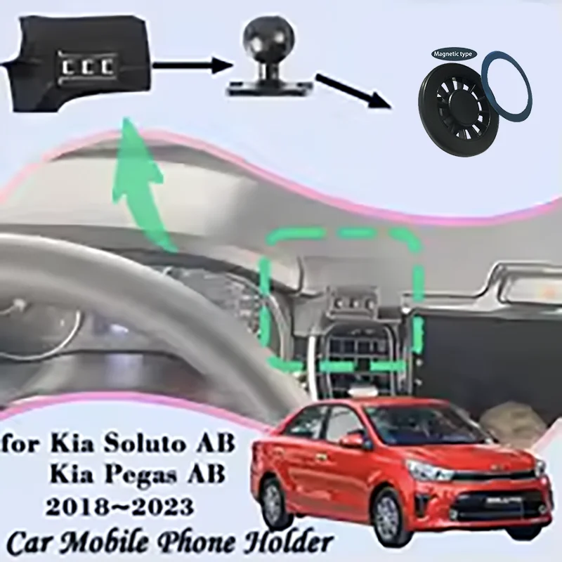 

Car Mobile Cell Stand for Kia Soluto Pegas AB 2018~2023 Air Vent Cellphone Bracket GPS Gravity Car Mount Holder Auto Accessories